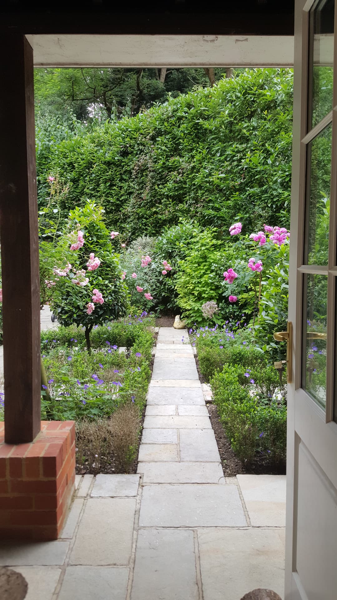 A finished courtyard with a reflecting pool